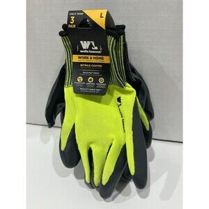 Wells Lamont Work & Home Nitrile Coated Work Gloves, 3 Pack, Mens, Size Large